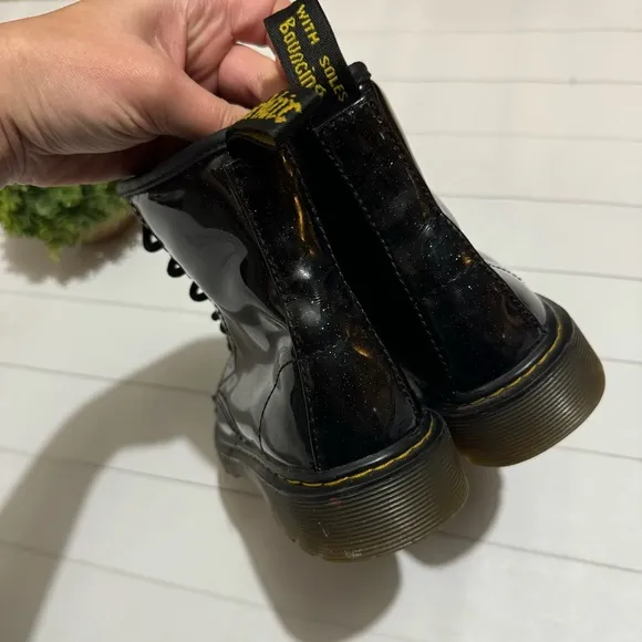 Dr Martens Black Glitter Sparkle Lace Up Combat Boots Women’s Size 5