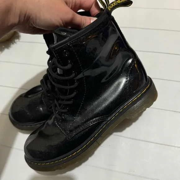 Dr Martens Black Glitter Sparkle Lace Up Combat Boots Women’s Size 5