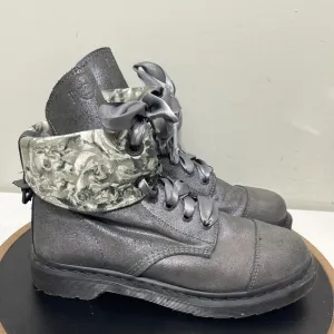 Dr Martens Boots Women 11 Aimilita Aimilie Silver Glitter Skull Roses Triumph