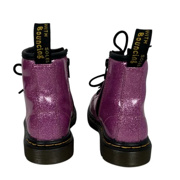 Dr Martens Combat Boots 1460 Glitter T Dark Pink Coated Glitter Toddler Size 8