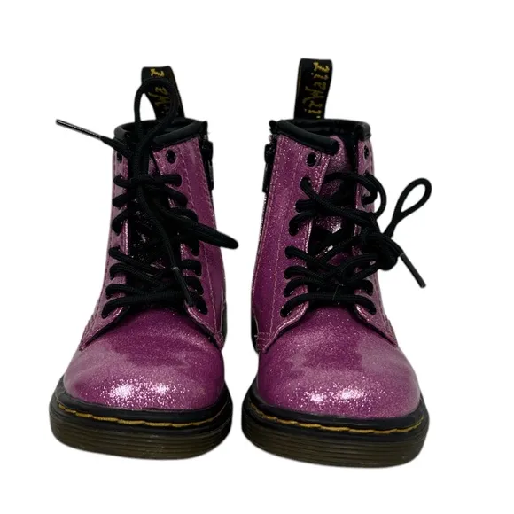 Dr Martens Combat Boots 1460 Glitter T Dark Pink Coated Glitter Toddler Size 8