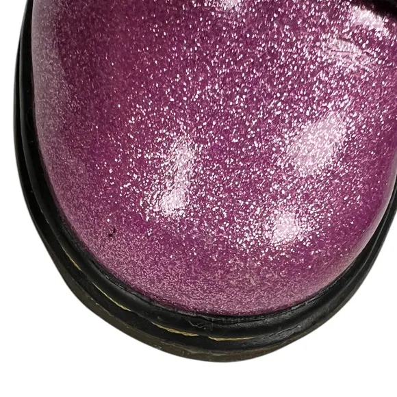 Dr Martens Combat Boots 1460 Glitter T Dark Pink Coated Glitter Toddler Size 8