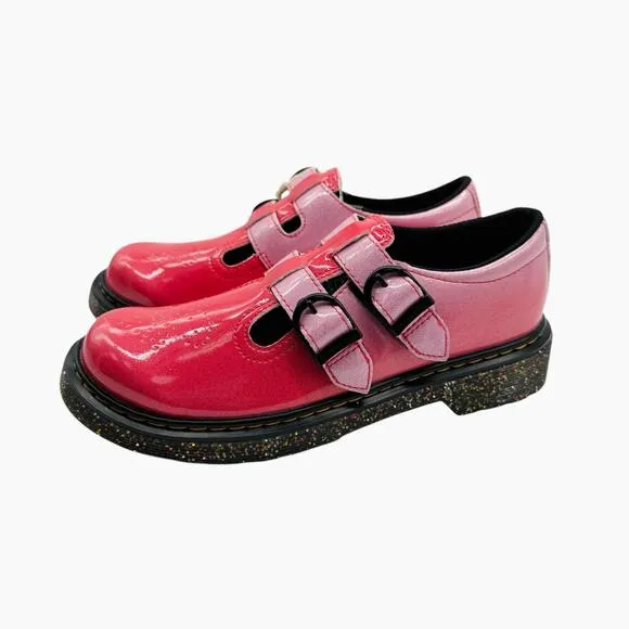 Dr. Martens Girl's 8065 Pink Gradient Glitter Mary Jane Shoes New Size 3