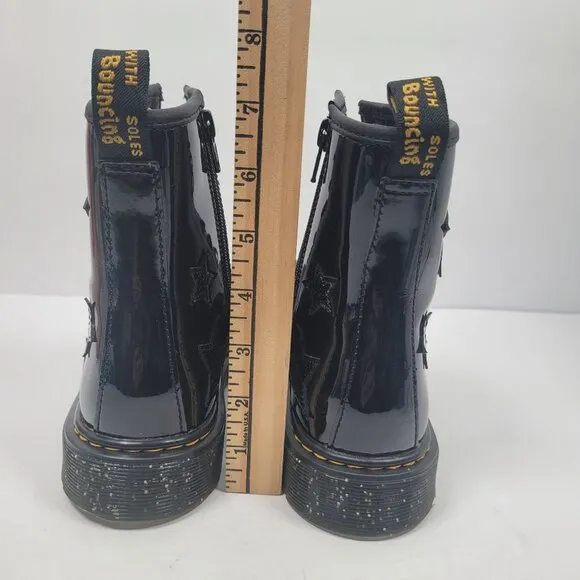 Dr. Martens Junior 1460 Glitter Star Patent Lace Up Black Boots US Size 6