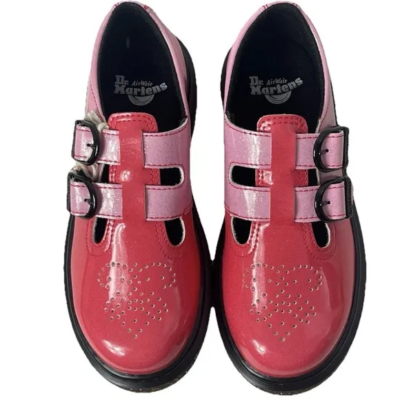 Dr. Martens Pink Gradient Glitter Mary Jane Shoes Big Kids Size 1