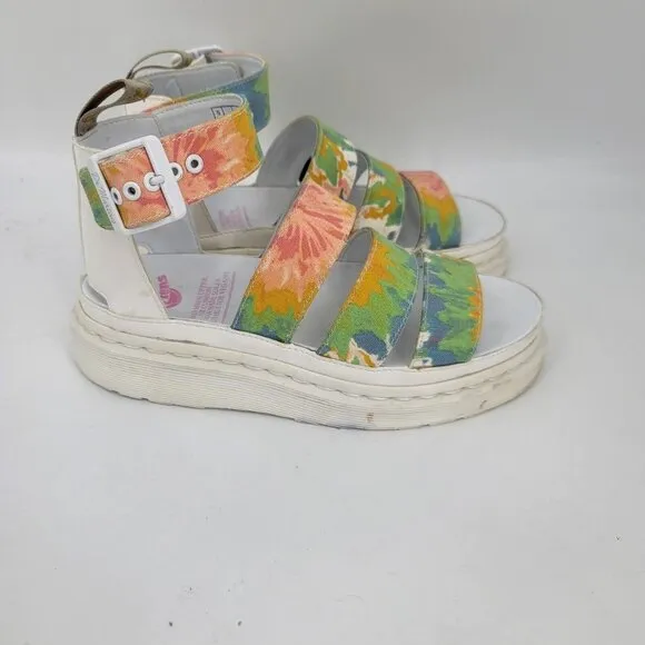 Dr. Martens Women's Clarissa Vegan Tie Dye Sandals Ankle Strap US Size 7 UK Sz 5