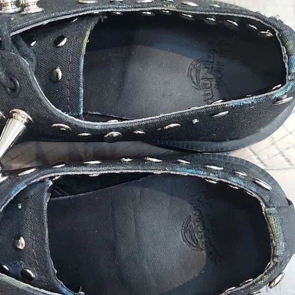 Dr. Martens Lester Black Coated Studs Spikes Shoes Sz 4