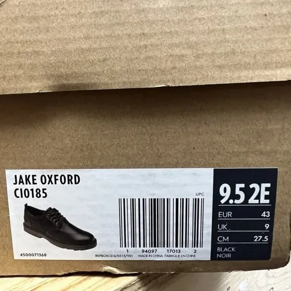 Dunham Men's Jake Oxford Shoes Black, Size 9.5 EE