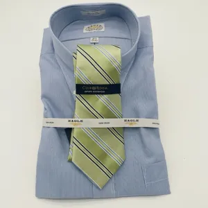EAGLE Brand Button Dress Shirt OOP HTF 18.5 36-37 Blue No Iron  Free Tie XXL