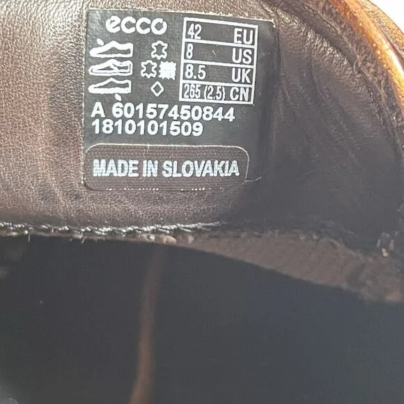 Ecco Derby Men’s EU 42 US 8 Brown Leather Dress Shoes Lace Up Cap Toe Oxford EUC