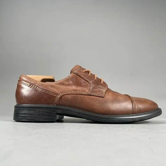 Ecco Derby Men’s EU 42 US 8 Brown Leather Dress Shoes Lace Up Cap Toe Oxford EUC
