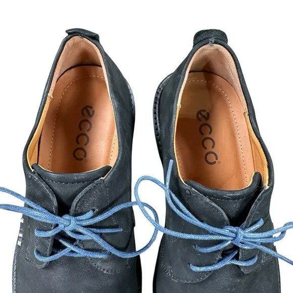 ECCO Men's 41 / 7-7.5 US Contoured Oxford Tie Shoes 632054 Black Nubuck Leather