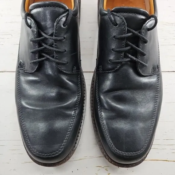 Ecco Shoes Mens Holton Toe Tie Oxford Lace Up Black Leather EU 44 US‎ 10-10.5