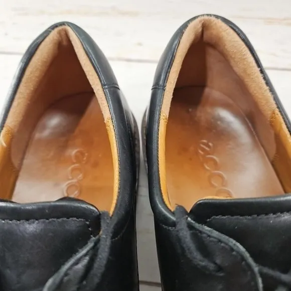 Ecco Shoes Mens Holton Toe Tie Oxford Lace Up Black Leather EU 44 US‎ 10-10.5