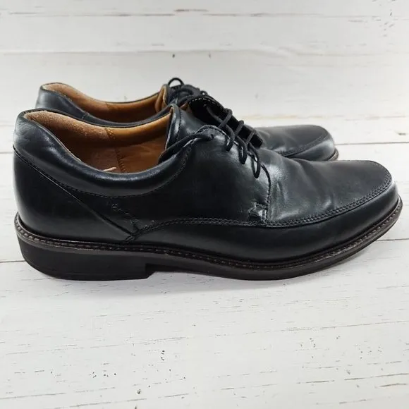 Ecco Shoes Mens Holton Toe Tie Oxford Lace Up Black Leather EU 44 US‎ 10-10.5