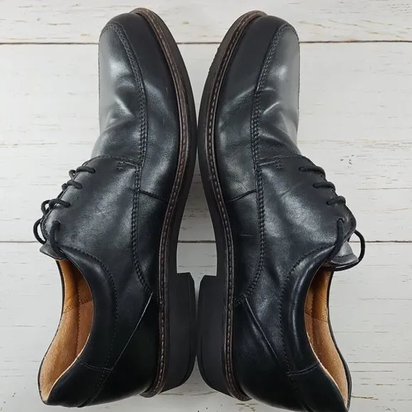 Ecco Shoes Mens Holton Toe Tie Oxford Lace Up Black Leather EU 44 US‎ 10-10.5