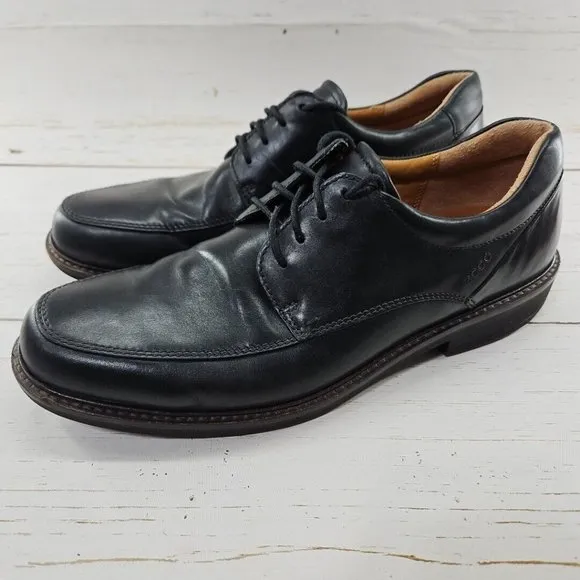 Ecco Shoes Mens Holton Toe Tie Oxford Lace Up Black Leather EU 44 US‎ 10-10.5