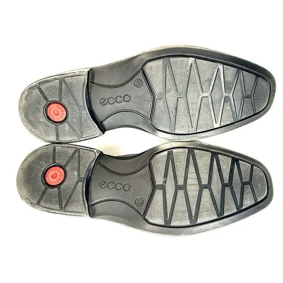 Ecco Windsor Men EUR 45 US 12 Black Leather Slip-On Apron Toe Dress Shoes