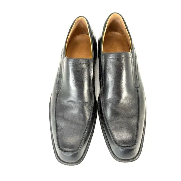Ecco Windsor Men EUR 45 US 12 Black Leather Slip-On Apron Toe Dress Shoes