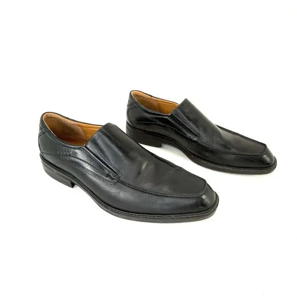 Ecco Windsor Men EUR 45 US 12 Black Leather Slip-On Apron Toe Dress Shoes