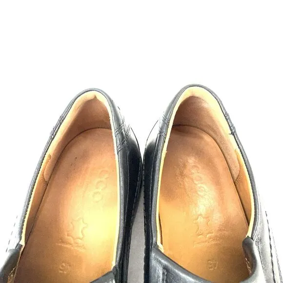 Ecco Windsor Men EUR 45 US 12 Black Leather Slip-On Apron Toe Dress Shoes
