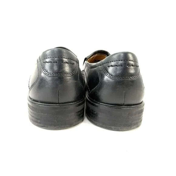 Ecco Windsor Men EUR 45 US 12 Black Leather Slip-On Apron Toe Dress Shoes