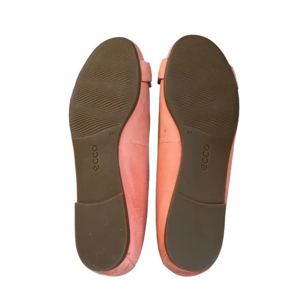 ECCO Womens Shoes 'Kelly' Coral Leather Flats Size 9-9.5 US 40 EU EUC