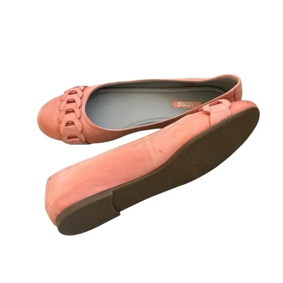 ECCO Womens Shoes 'Kelly' Coral Leather Flats Size 9-9.5 US 40 EU EUC