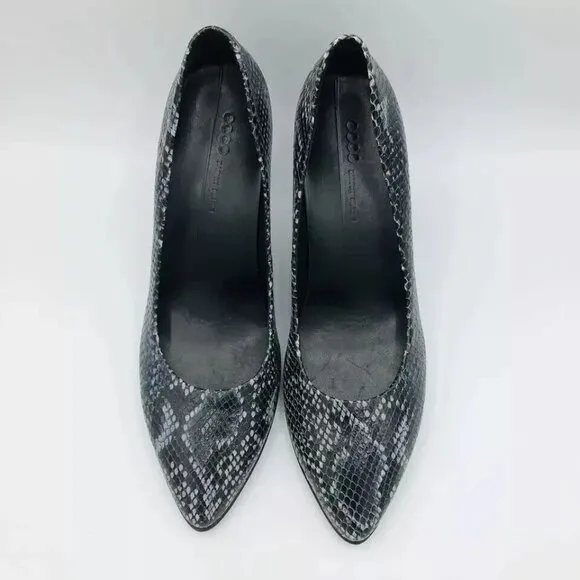 ECCO Womens Shoes Size 9 / EU40 Heels Danish Design Snake Animal Pointed Toe
