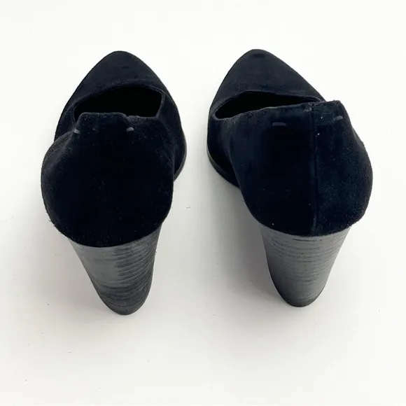 EILEEN FISHER Black Hawk Suede Block Heel Almond Toe Pumps, Size 8