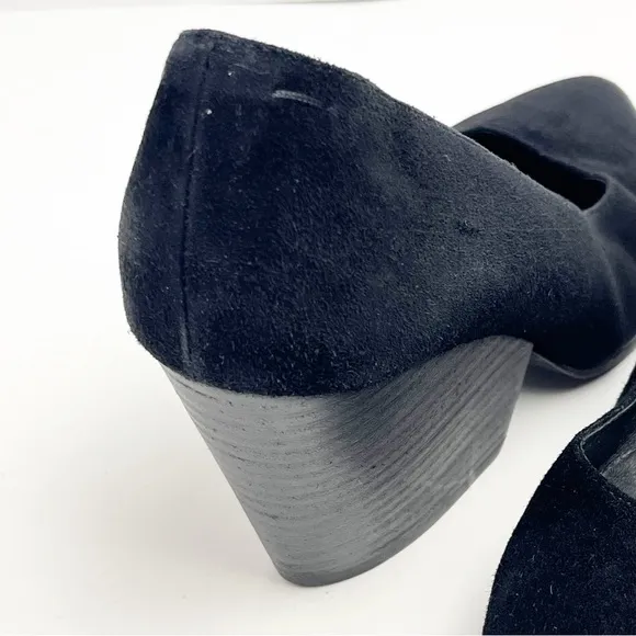 EILEEN FISHER Black Hawk Suede Block Heel Almond Toe Pumps, Size 8