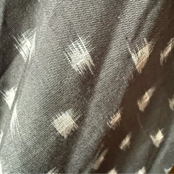 Eileen Fisher NWT Silk Ikat Charcoal Dress w/Off White Pattern Sz Lg