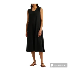 Eileen Fisher Viscose Jersey Tank Dress, black, size M, boxy, maxi