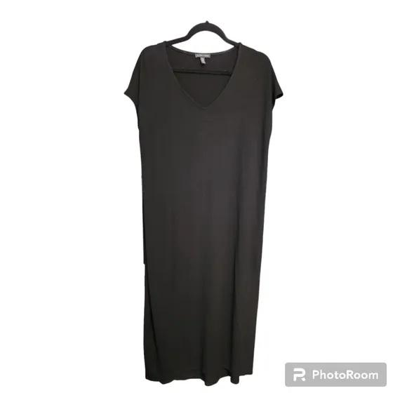 Eileen Fisher Viscose Jersey Tank Dress, black, size M, boxy, maxi