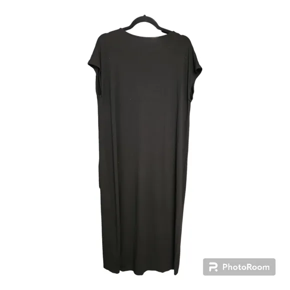 Eileen Fisher Viscose Jersey Tank Dress, black, size M, boxy, maxi