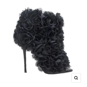 Elegant Black Floral Women's Heels