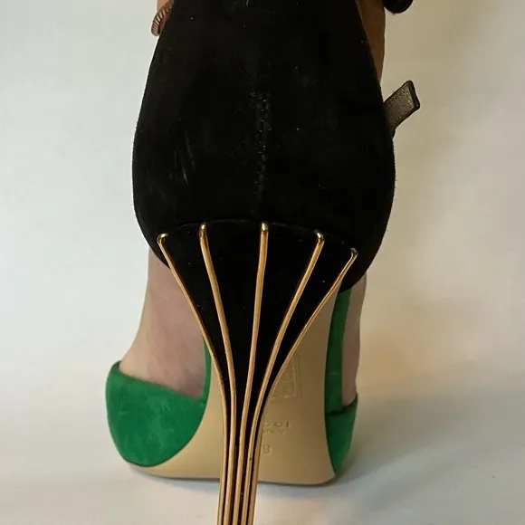 Elegant Green and Black Stiletto Heels