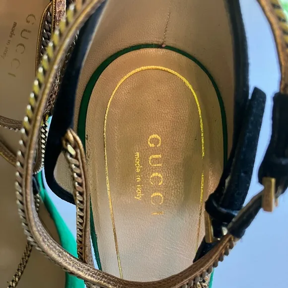 Elegant Green and Black Stiletto Heels
