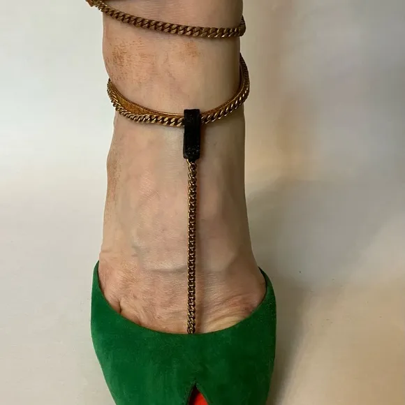 Elegant Green and Black Stiletto Heels