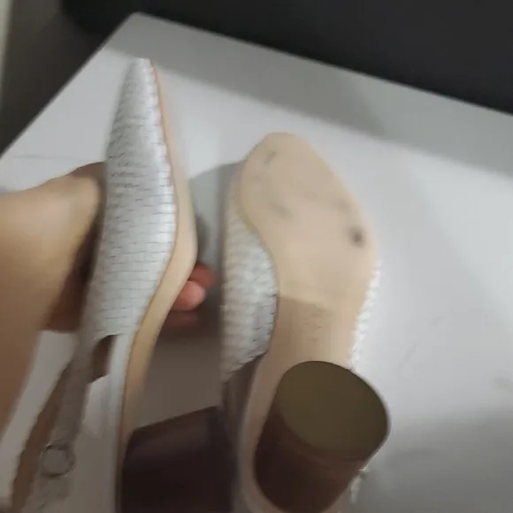 Elegant White Woven Women's Slingback Heels