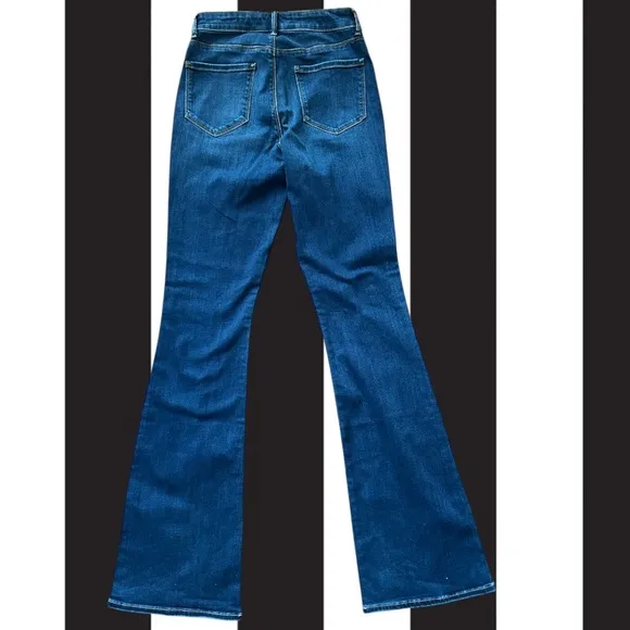 Elie Tahari Suzana Flare Jeans Dark Wash Blue Designer High-Rise Stretch 27X34