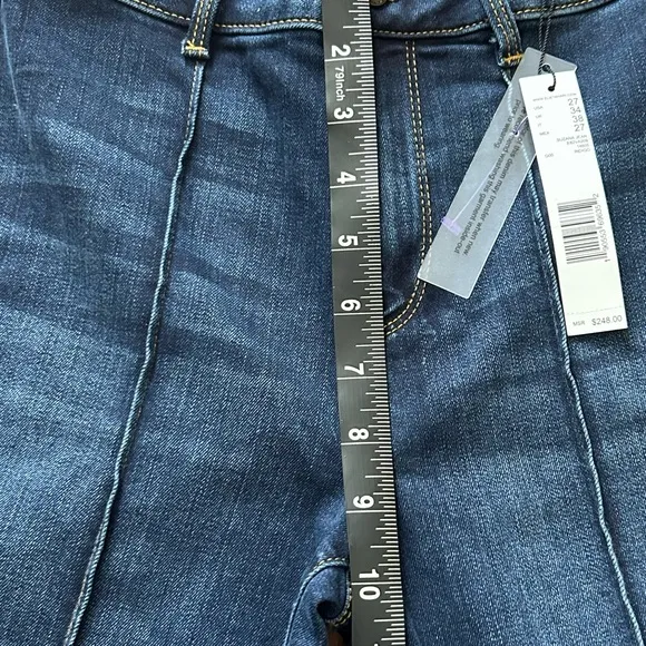 Elie Tahari Suzana Flare Jeans Dark Wash Blue Designer High-Rise Stretch 27X34
