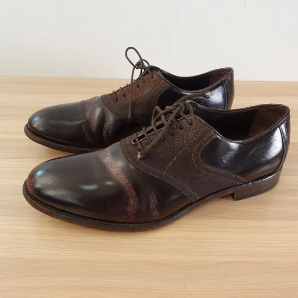 EMPORIO ARMANI Oxford Shoes Mens 9.5 Brown Leather Lace Up Dress Luxury ITALY