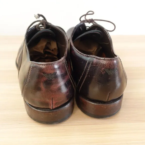 EMPORIO ARMANI Oxford Shoes Mens 9.5 Brown Leather Lace Up Dress Luxury ITALY