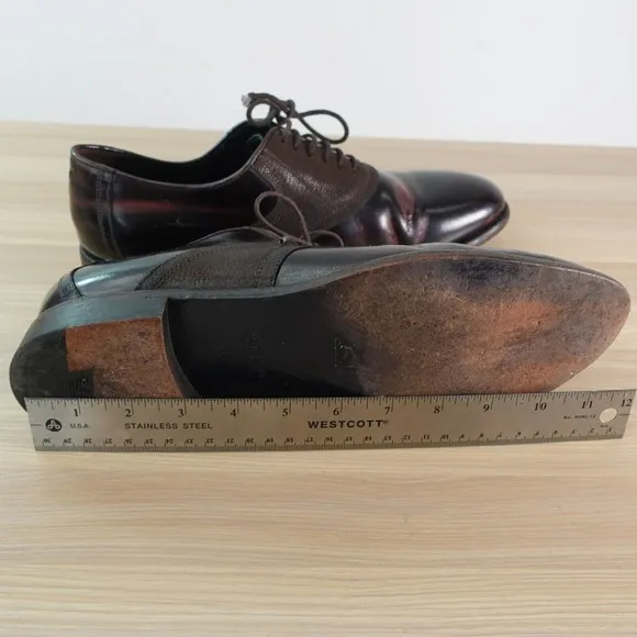 EMPORIO ARMANI Oxford Shoes Mens 9.5 Brown Leather Lace Up Dress Luxury ITALY