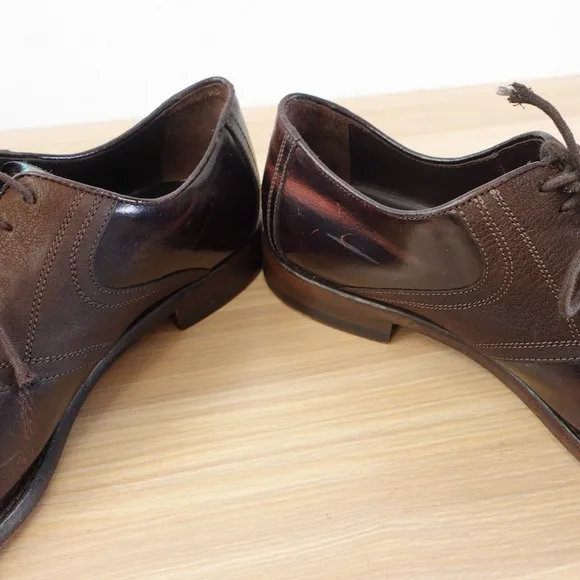 EMPORIO ARMANI Oxford Shoes Mens 9.5 Brown Leather Lace Up Dress Luxury ITALY