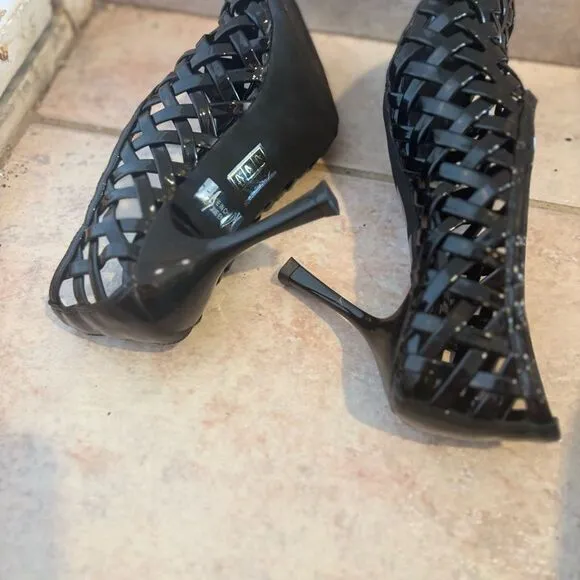 ENCAGED-H jeffrey Campbell stiletto pumps lattice woven heels cutout shoes jelly