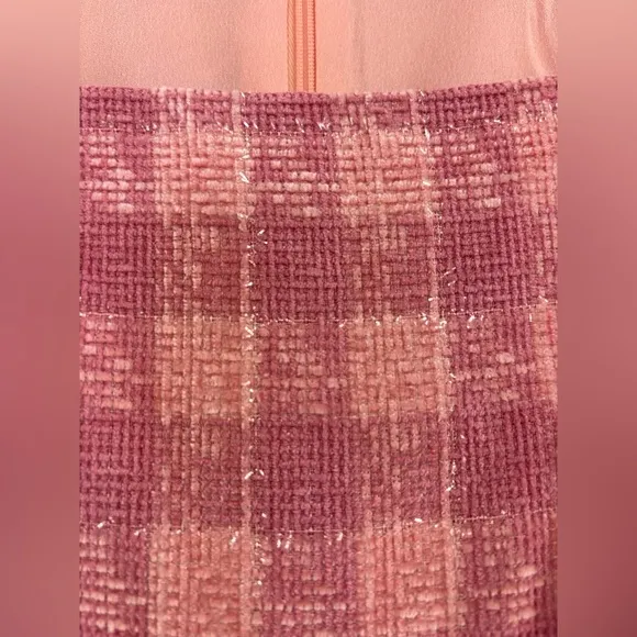 ENGLISH FACTORY Pink Tweed Baby Doll Dress Plaid Sparkle Short Sleeve Barbie 3X