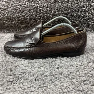 Ennesi Gold Shoes Mens 11 M Leather Loafers Slip On Pleated Brown Dress VTG