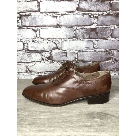 Ennesi Gold VTG Brown Leather Derby Lace Up Dress Shoes Men Sz 9.5D US/43EU